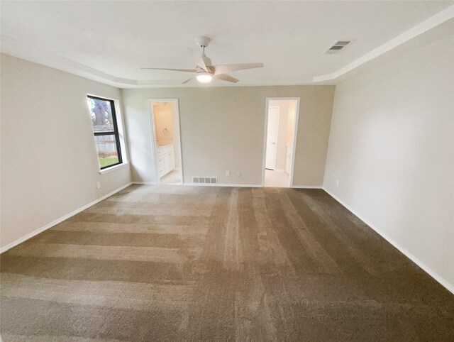 carpeted empty room with ceiling fan