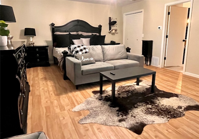 bedroom featuring light hardwood / wood-style flooring