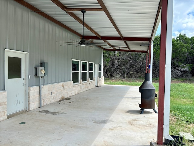 view of patio with ceiling fan