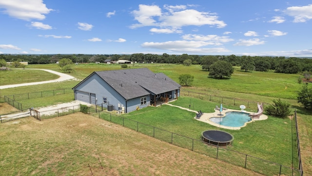 aerial view featuring a rural view