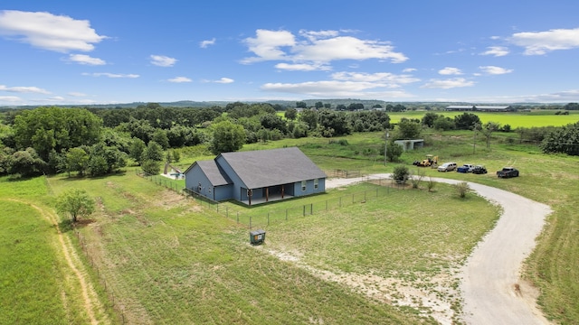 drone / aerial view with a rural view