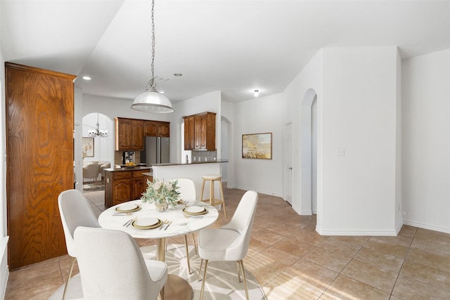 view of tiled dining space