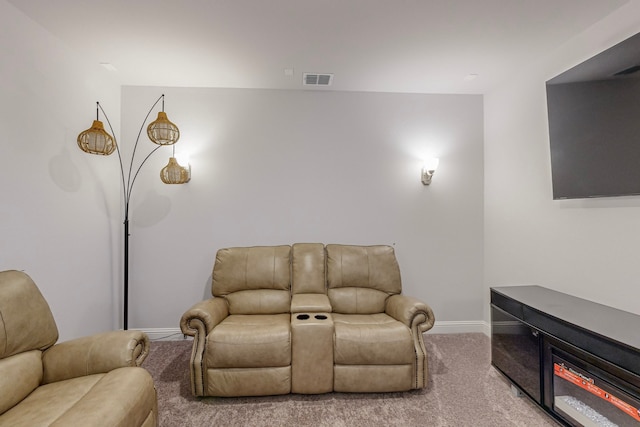 home theater room with carpet