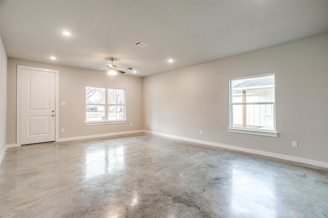 spare room featuring ceiling fan