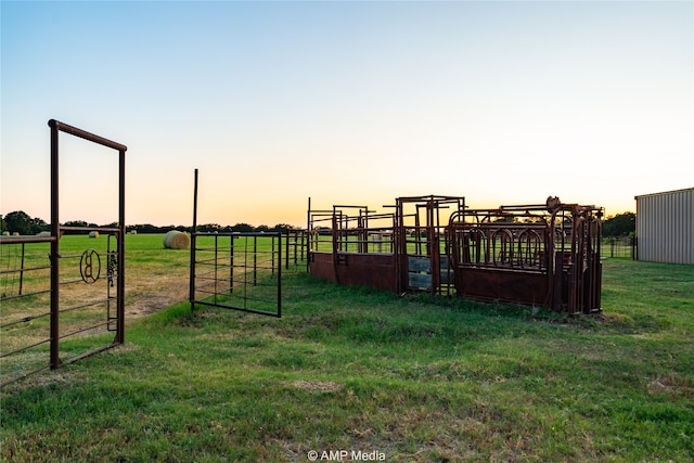 view of yard at dusk