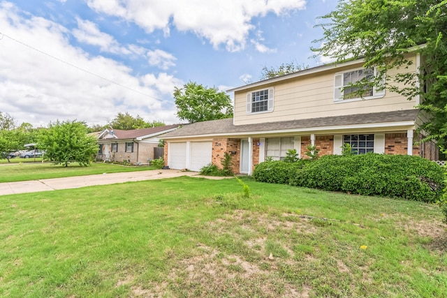 view of front of house featuring a garage and a front yard