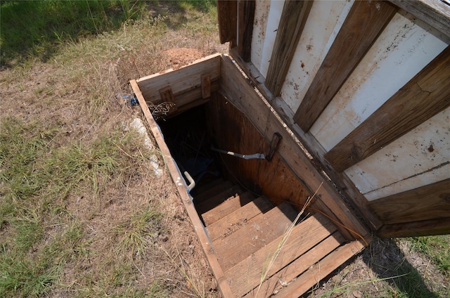 view of entry to storm shelter