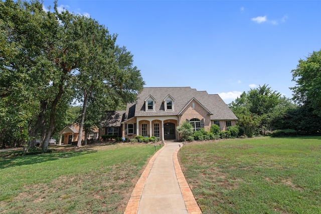 view of front of property with a front lawn