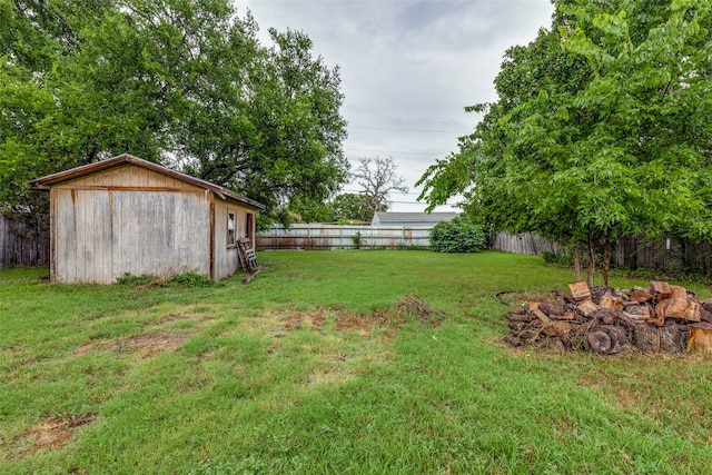 view of yard with a storage unit