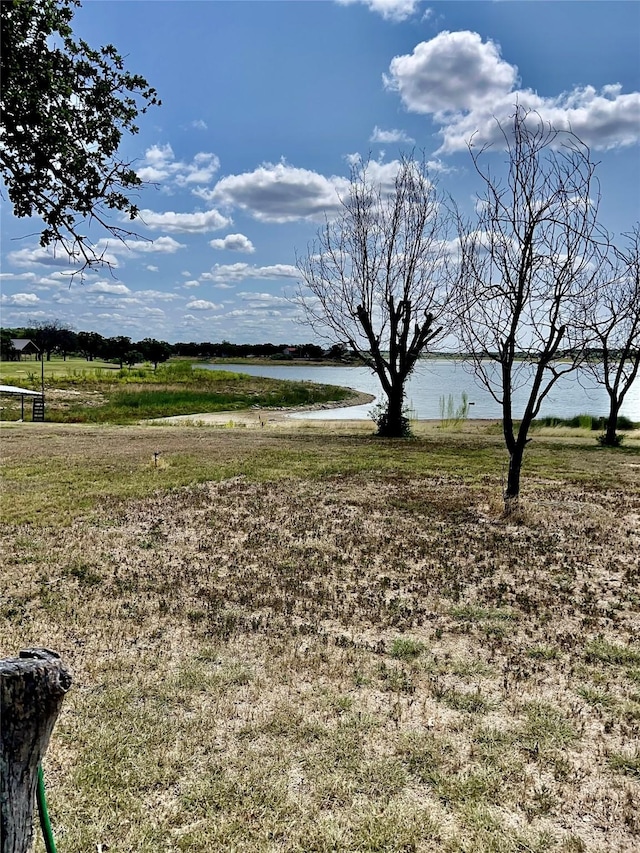 view of yard with a water view