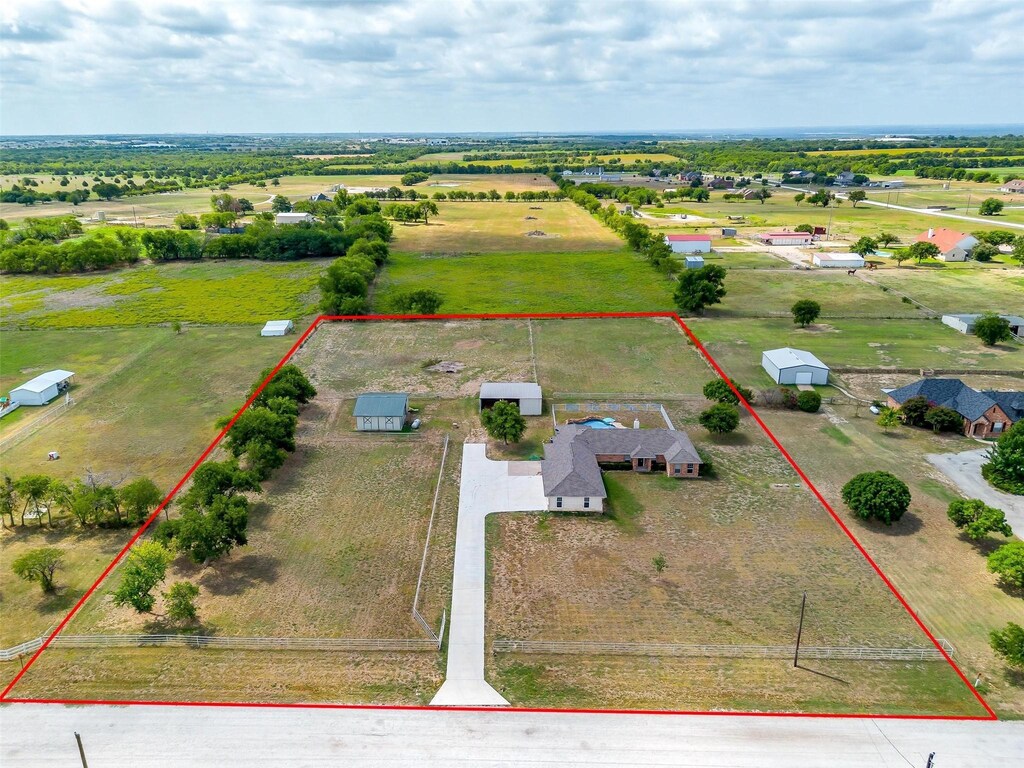 bird's eye view with a rural view