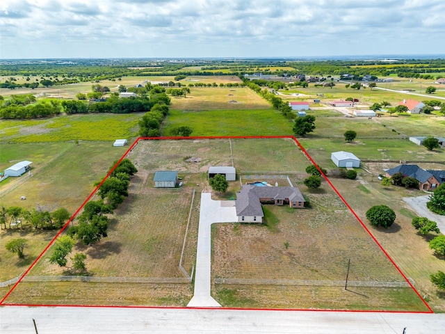 bird's eye view with a rural view