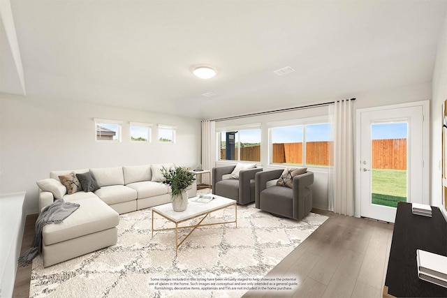 living room with wood-type flooring