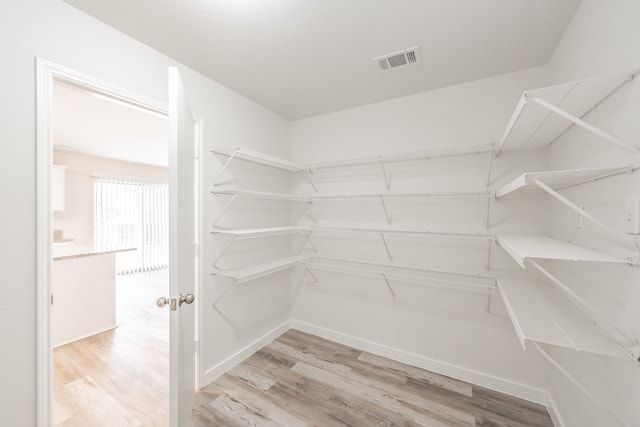 spacious closet with hardwood / wood-style floors