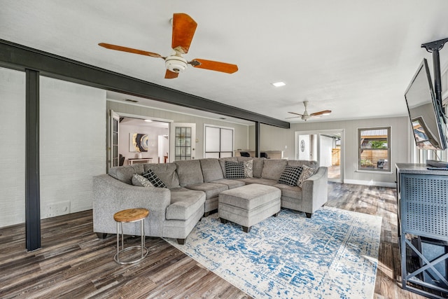 living room featuring hardwood / wood-style flooring