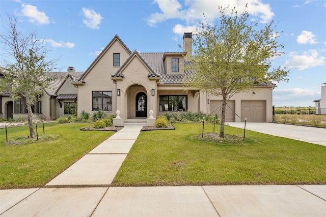 view of front of home featuring a front lawn