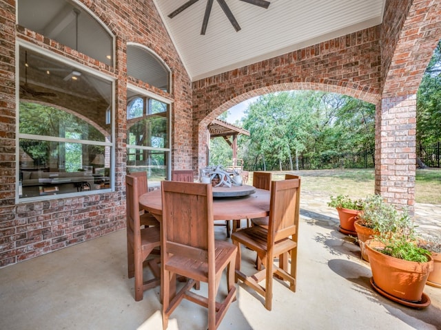 view of patio / terrace featuring ceiling fan