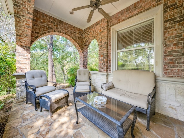 view of patio featuring outdoor lounge area and ceiling fan