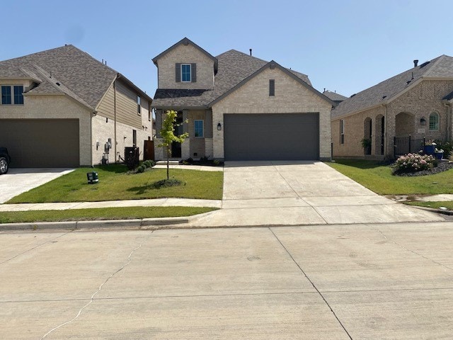 french country inspired facade with a front lawn