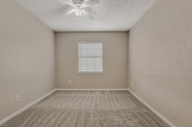 4500 Larner St, The Colony, TX 75056 - spare room featuring a textured ceiling, a ceiling fan, carpet, and baseboards