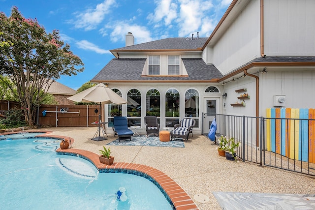 view of swimming pool featuring outdoor lounge area and a patio area