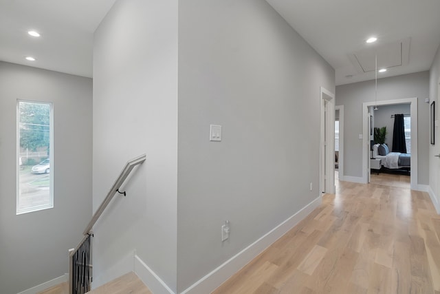 hallway featuring light wood-type flooring