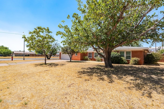 view of yard with a garage