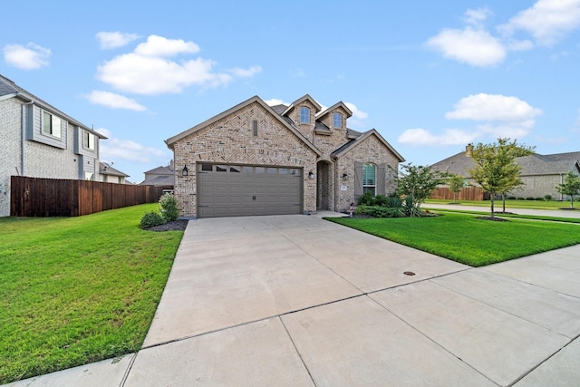 view of front of home with a garage and a front yard