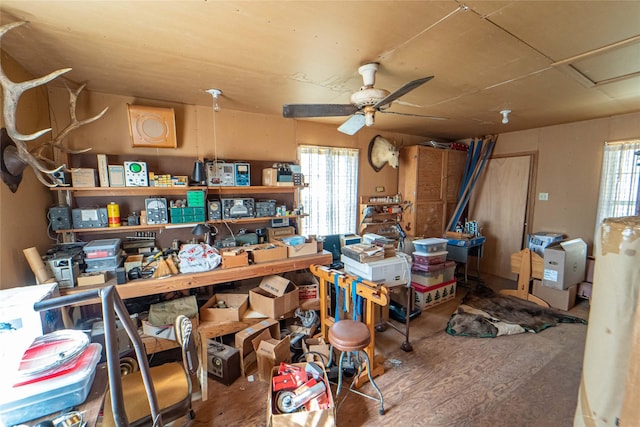 miscellaneous room with a wealth of natural light and ceiling fan