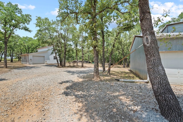 exterior space with a garage