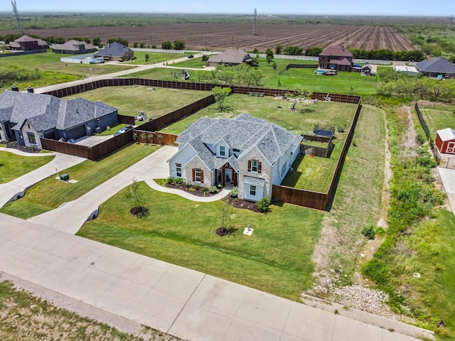 aerial view with a rural view