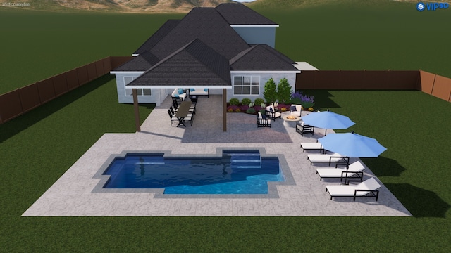 view of swimming pool with a patio area