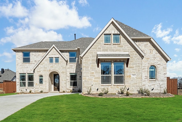 2302 Prosper Way, Mansfield, TX 76063 - french country inspired facade with stone siding, fence, and a front lawn