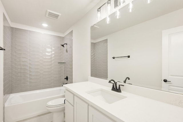 2302 Prosper Way, Mansfield, TX 76063 - full bathroom featuring visible vents, toilet, recessed lighting, vanity, and shower / tub combination