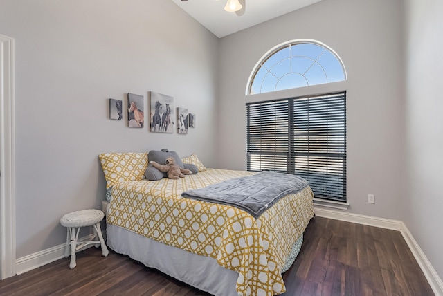 bedroom featuring dark hardwood / wood-style floors