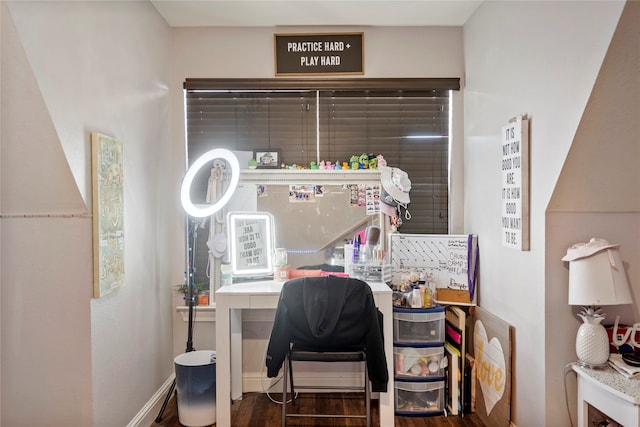 office space featuring dark hardwood / wood-style floors