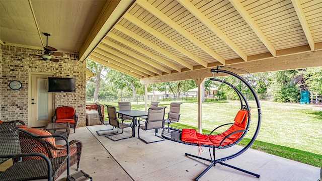 view of patio / terrace featuring ceiling fan