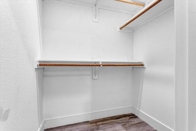 walk in closet featuring wood finished floors