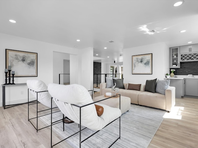 living room featuring light hardwood / wood-style floors