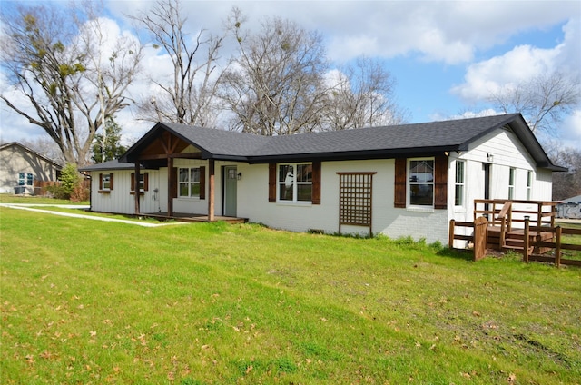 view of front of home with a front yard