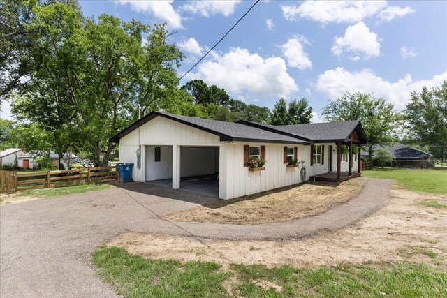 exterior space with a garage