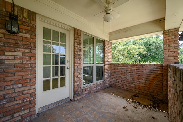 view of patio / terrace featuring ceiling fan