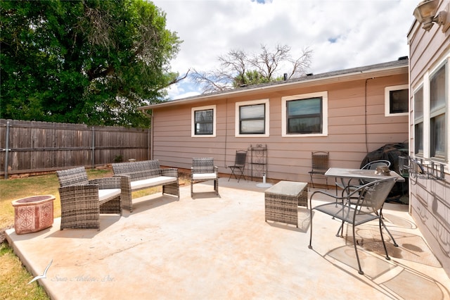 view of patio featuring an outdoor hangout area