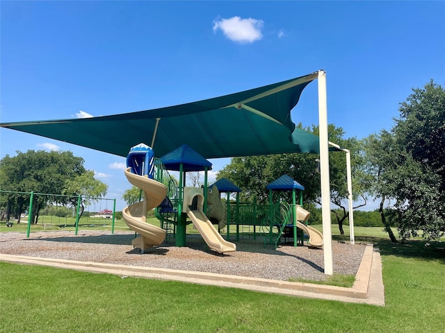 view of play area with a yard