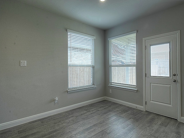 interior space with hardwood / wood-style floors