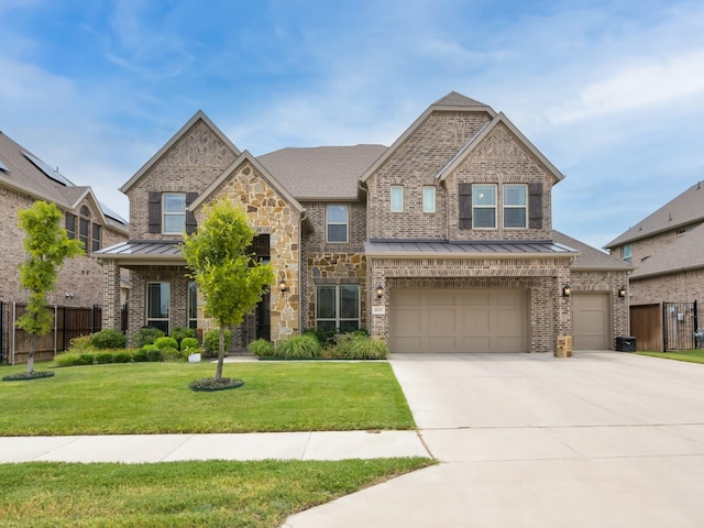 craftsman-style house with a garage and a front yard