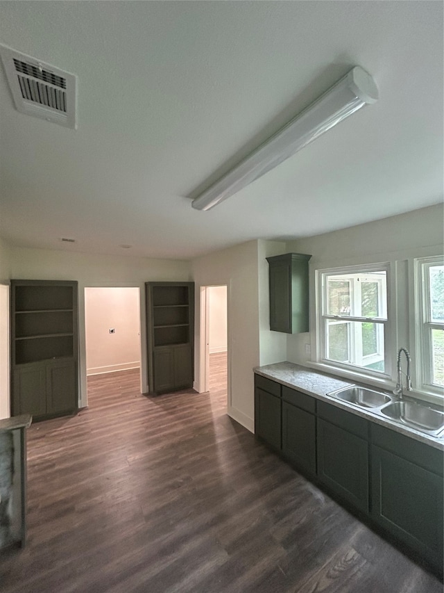 kitchen with dark hardwood / wood-style flooring and sink