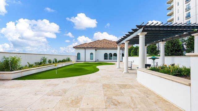 view of patio / terrace featuring a pergola