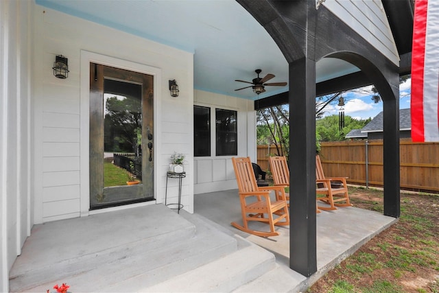 view of patio with ceiling fan