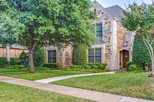 view of front facade with a front lawn